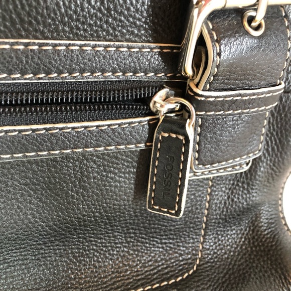 Fossil Black Pebble Leather 2 Strap Shoulder Bag - Picture 3 of 7